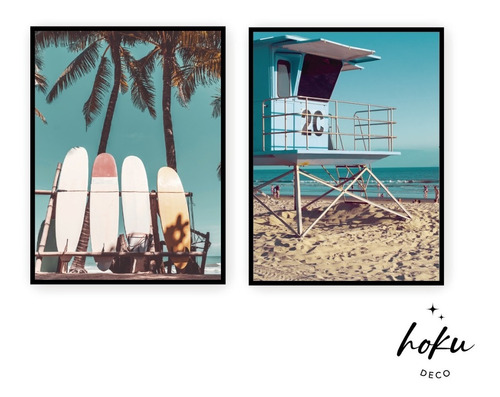 Imagen 1 de 2 de Set De 2 Cuadros 30x40  - Surf - Surfer - Playa - Tablas