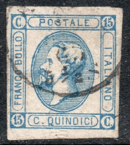 Italia Sello Usado X 15 C. Rey V. Emmanuel 2° Año 1863 