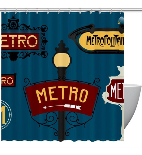 Kameari Cortina Ducha Para Baño Metro Paris