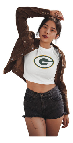 Playera Crop Top De Greenbay Packers Nfl Logo