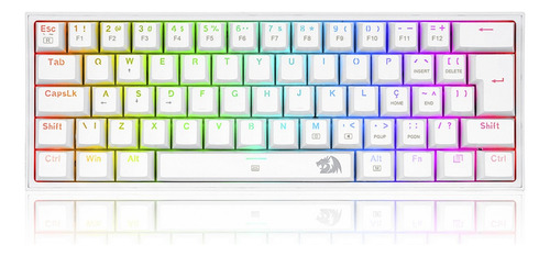 Teclado Mecânico Redragon Fizz Pro Wireless 60% Branco Brown Idioma Português Brasil