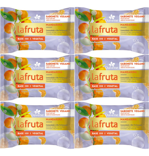 6un Sabonete La Fruta Mandarina Barra Vegetal 150g Davene