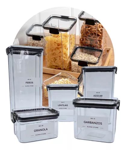 Combo X5 Frascos Vidrio Tapa Hermeticos Contenedor Kuchen