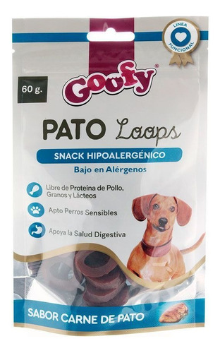 Snack Premio Perro Hipoalergenico Goofy Pato Loops 60gr. Np