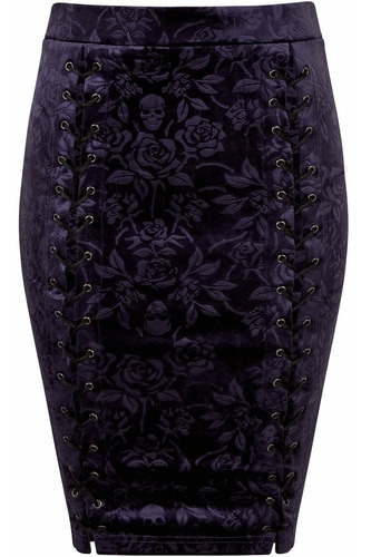 Falda Midi Morada Terciopelo Con Diseños Ksra002558 Killstar