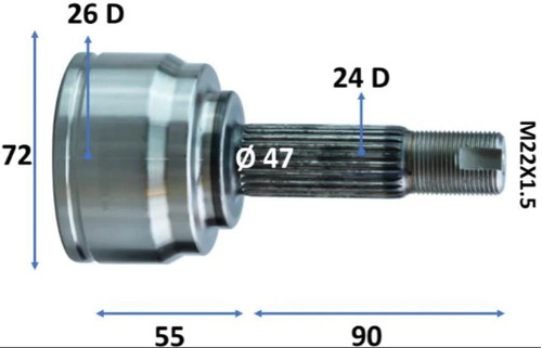 Imagen 3 de 5 de Espiga L/rueda Izq/der Dodge Atitude 1.2l Man 2015-2020 Race