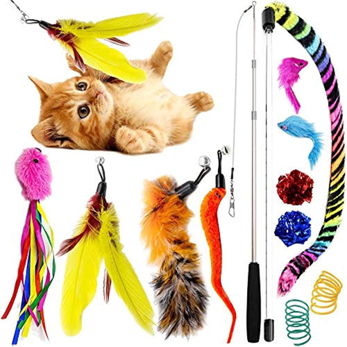 Sillypet 12 Piezas Juguetes Para Gatos Juguete De Plumas Par