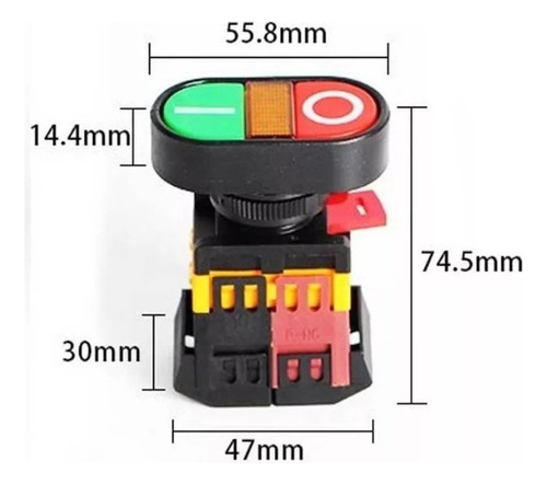 Botão Duplo Liga/desliga Com Ressalto Iluminado Norma Nr12