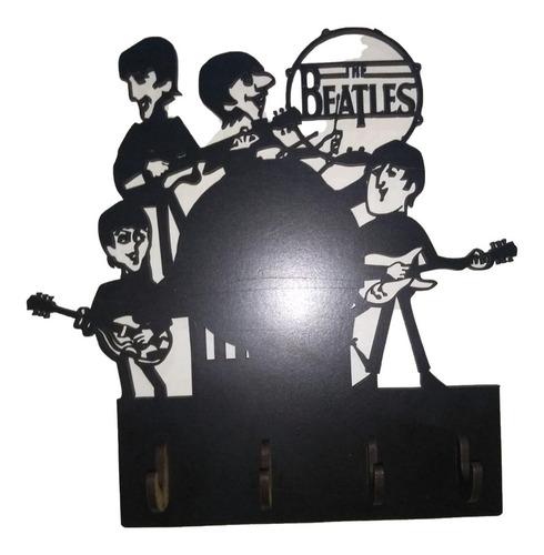 Porta Llaves/barbijos The Beatles  Calado Madera Negro