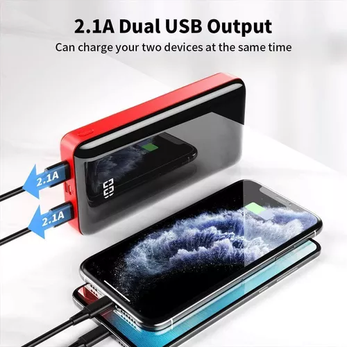 50000mAh Dual USB Banco de Energía Externa Batería Portátil LCD LED  Cargador Universal Compatible con iPhone, Samsung Galaxy y para todos los  demás