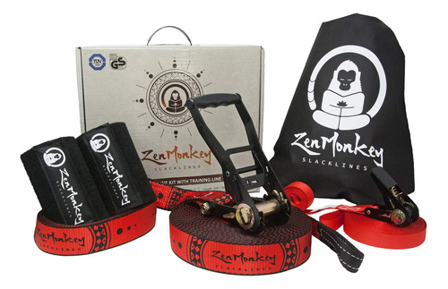 Zenmonkey Slackline Kit Con Línea De Entrenamiento Aérea, En