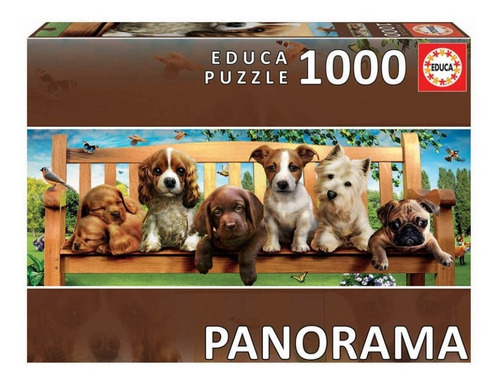 Puzzle 1000 Pcs 96x34cm Perritos En El Banco