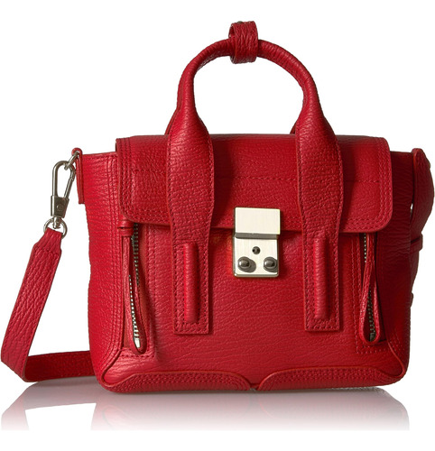 3.1 Phillip Lim Pashli Mini Satchel , Rojo-níquel , Talla Ún