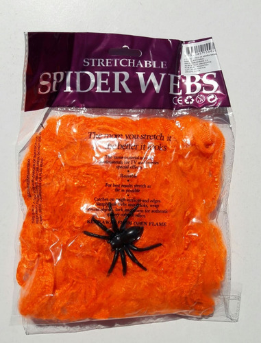 Halloween Tela De Araña Naranja C/ Araña