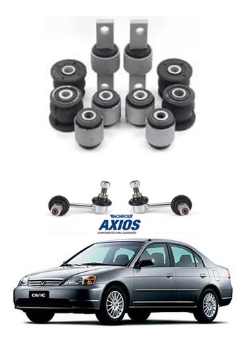 02 Bieletas Axios + 10 Buchas Traseiras Honda Civic 03 A 06