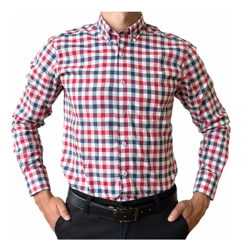 Camisa Cuadros Hombre Slim Fit Rojo Azul Blanco - Sevilla