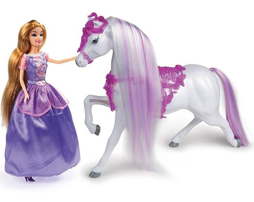 Imagen 3 de 5 de Muñeca Princesa Rapunzel Caballo Original New 2952 Bigshop