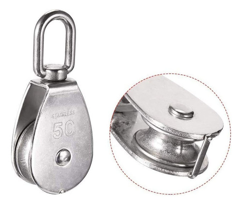 Z 2 Piezas M50 Bloque De Polea Simple Acero Inoxidable 400kg