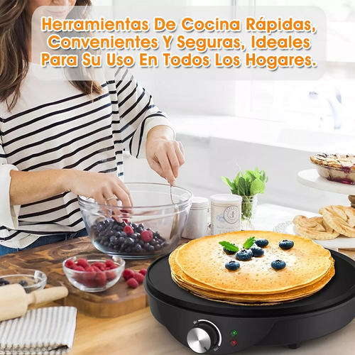 Crepera Eléctrica Antiadherente Durable Negro Avanzado