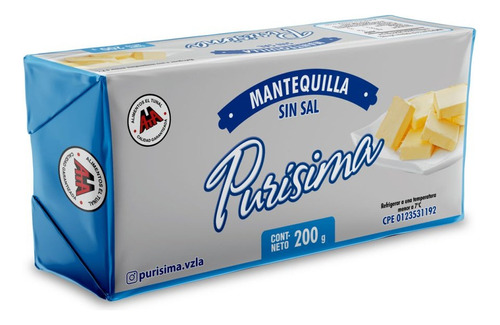 Caja 18 Mantequilla Sin Sal El Tunal Purisima 0366 Ml.