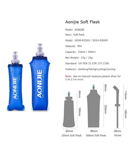 Aonijie Botellas De Agua Plegables Suaves De Tpu, Termo Pleg