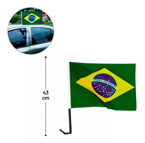 Kit 100 Haste De Plástico Para Bandeira Brasil Para Carro - Preta