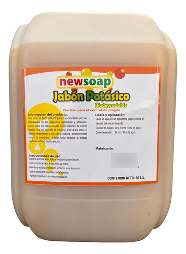 Jabon Potasico 20 Lts  Insecticida Ecologico Biodegradable