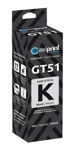 Botella De Tinta Hp Compatible Mxp Gt51 / Gt52 (k)