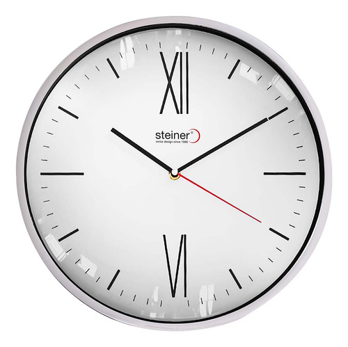 Reloj De Pared Steiner Análogico Numeros Romanos Blanco 35cm