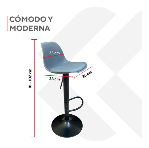 Set De 4 Sillas Tipo Banco Giratorios Para Barra Desayunador Estructura de la silla Gris mate