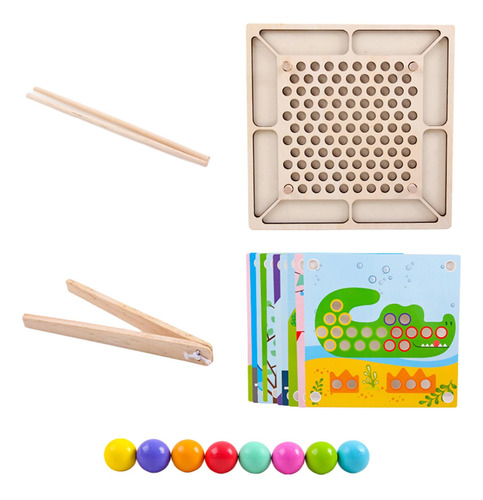 Juego De Cuentas De Tablero De Clavija De Madera Montessori,