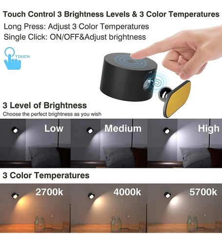 Luz Nocturna Portátil Recargable De 2 Unidades Con Control