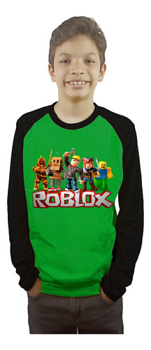 Polera Roblox Niños Manga Larga Raglan Estampada Dtf Cod 001