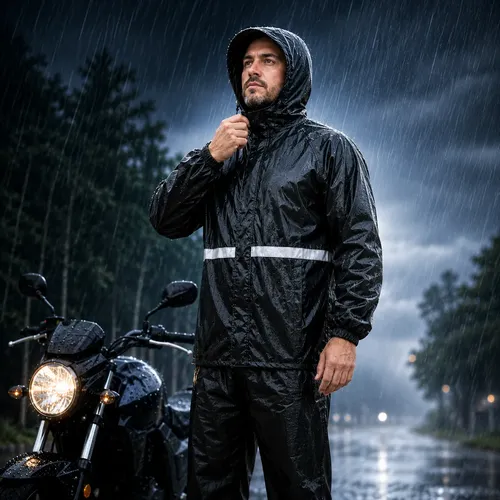 Capa De Chuva Motoqueiro Pvc Impermeável Reforçada Com Capuz Preto G