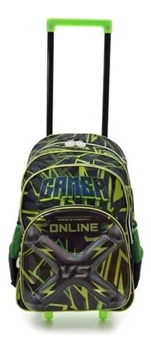 Mochila 18 Pulgadas Con Carro Gamer Relieve Holográfico Color Negro