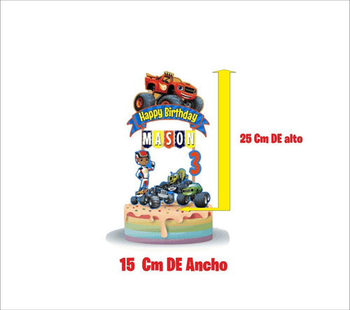 Imagen 2 de 5 de Cake Topper Blaze Monster Machines Adorno Para Tortas