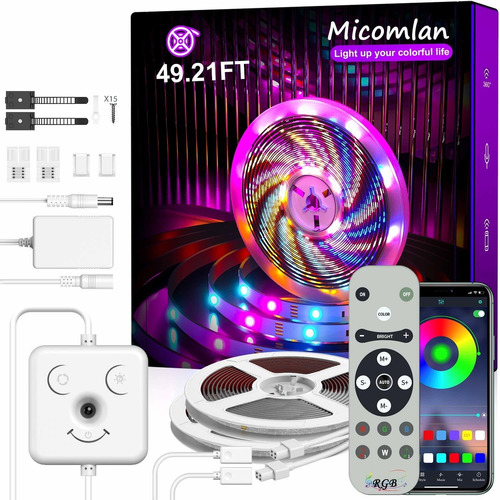 Micomlan Led Strip Lights 49.2 Ft Music Sync Color Changing 