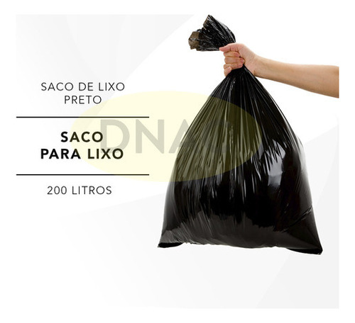 Saco De Lixo Preto 200l Super Reforçado 9 Micras C/ 100un