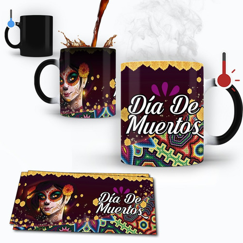 Taza Magica Dia De Muertos Ofrenda Mod.13 Catrina Huichol :)