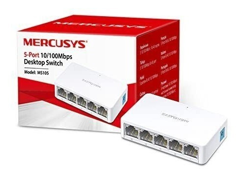 Switch 5 Puertos Marca Mercusys Ms105  Internet Veloz 10/100