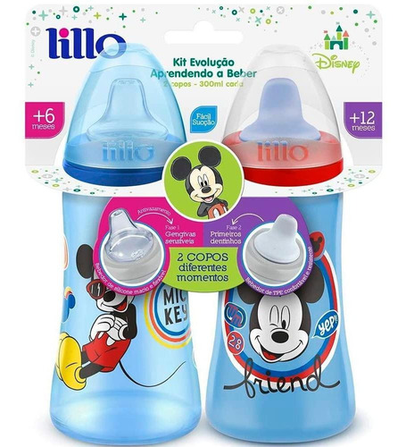 Copo Treinamento Lillo 300ml Colors Disney 2unid. Azul