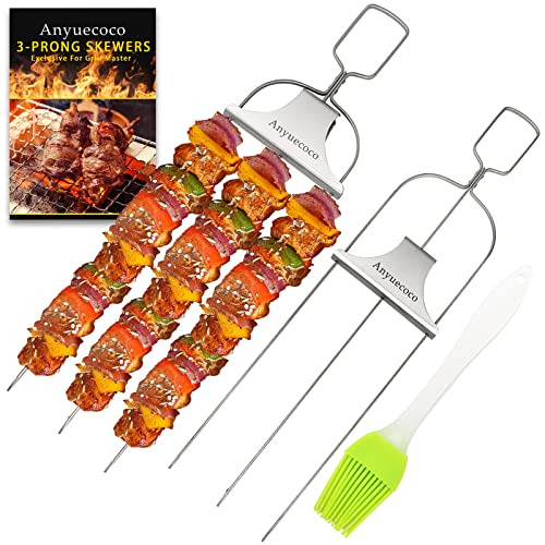 Anyuecoco Pinchos Brochetas, 14 Pulgadas, 3 Puntas, Pin...