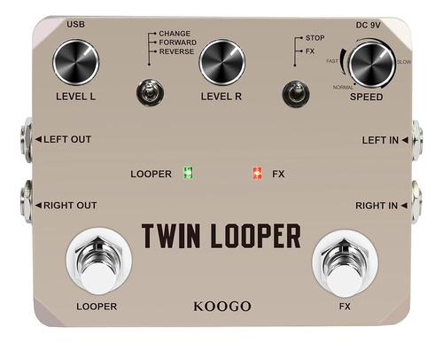 Koogo Twin Looper Guitarra Eléctrica Pedal De Efecto Loop St