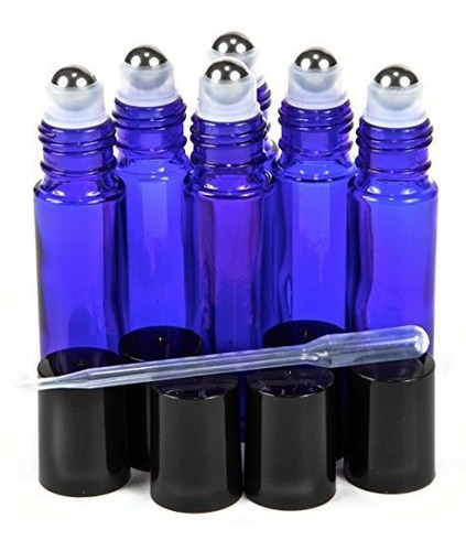 Vivaplex, 6 Botellas Enrollables De Vidrio Azul Cobalto De 1