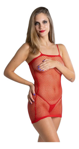 Vestido De Red Y Puntilla Estilo Playa Elastizado Sexy