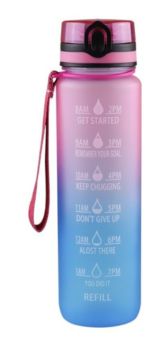 Imagen 2 de 10 de Bote Vaso De Agua Motivacional 1000 Ml Termo Cilindro Popote