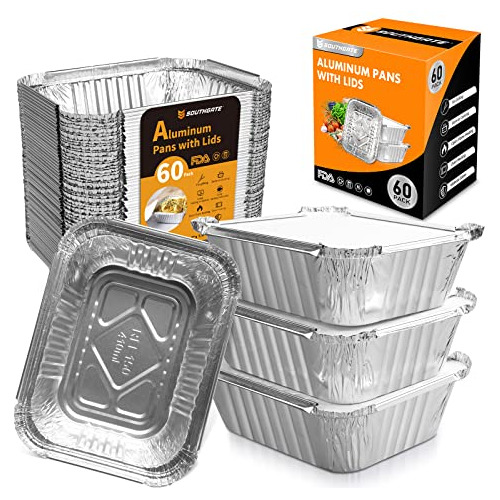 Aluminum Pans Disposable Foil Pans With Lids 60 Pack Ba...