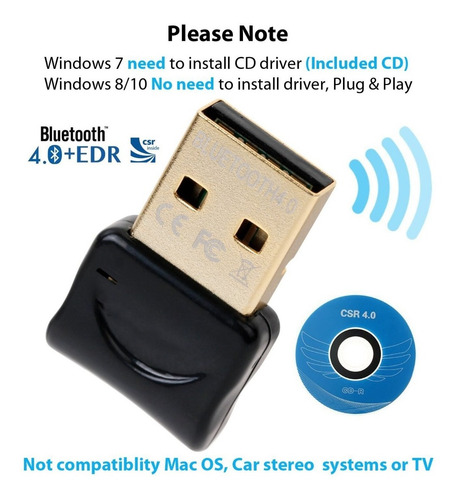 Imagen 5 de 5 de Adaptador Bluetooth V4.0 Usb Dongle Compatible Pc Notebook