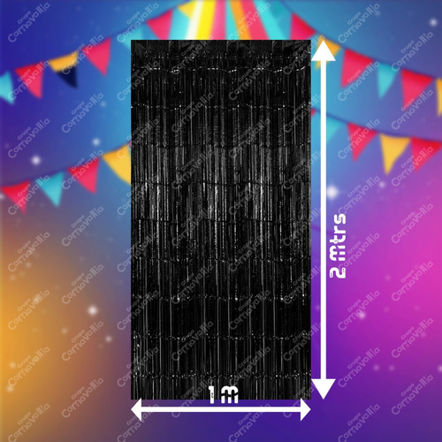 Xing 2 Cortinas Papel Metálico Negro Decoración Fiesta