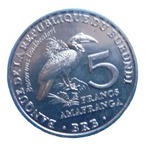 Imagen 1 de 2 de Moneda De Burundi 5 Francs 2014 Bucorous Leadbeateri